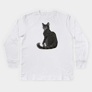 Cat - Egyptian Mau - Black Smoke Kids Long Sleeve T-Shirt